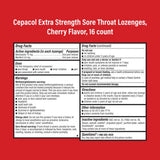 Cepacol emballage cerise, pack de 4 boîtes, pratique pour voyager ou rester disponible.