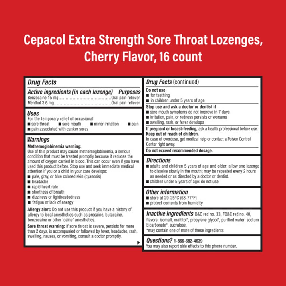 Cepacol menthol : effet frais et rapide pour une sensation d'apaisement.