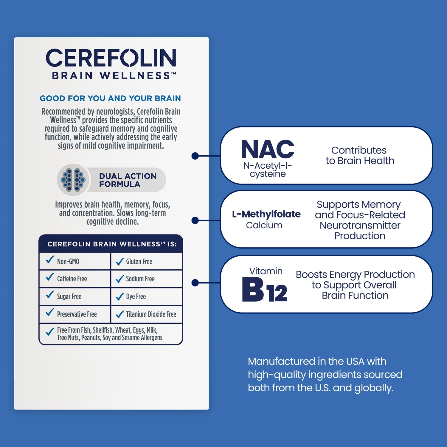 Cerefolin : capsules B12 Methylcobalamin favorisant les fonctions cérébrales