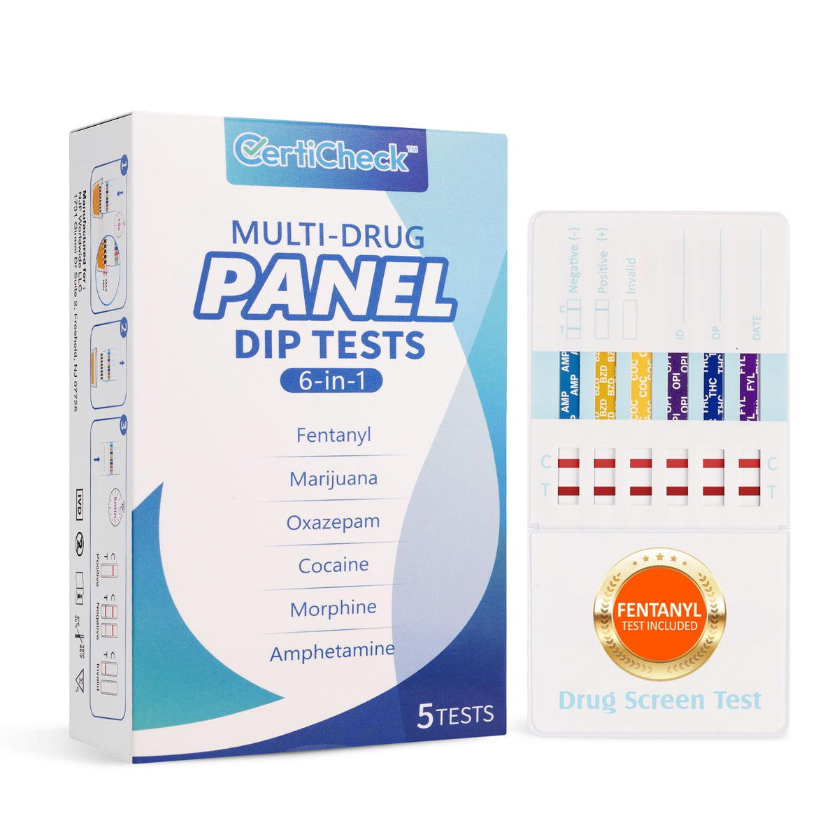 CertiCheck 6 panels test d'urine : depistage rapide a domicile.