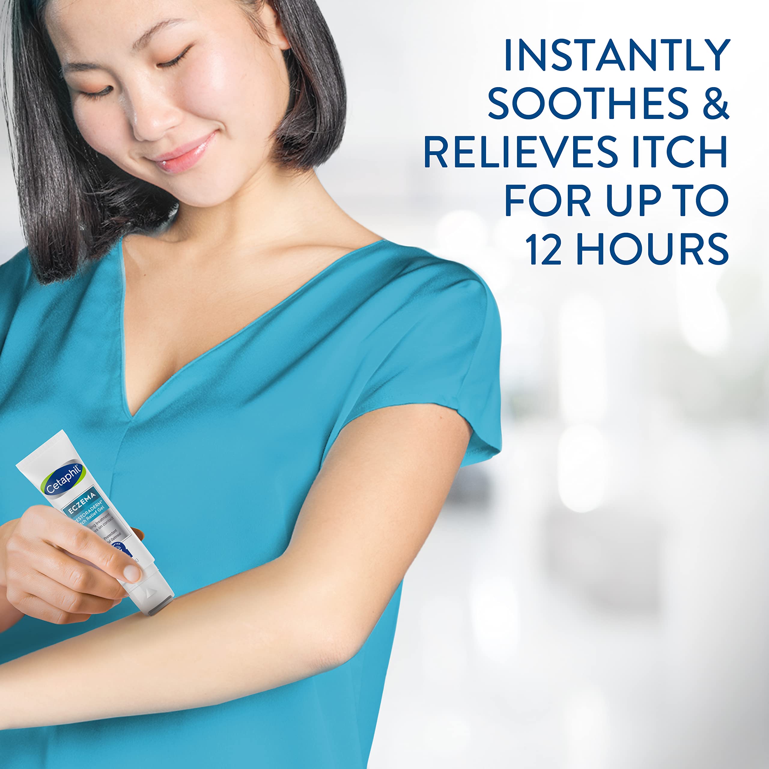 Cetaphil Restoraderm Gel texture légère s'appliquant facilement sur peau irritée.