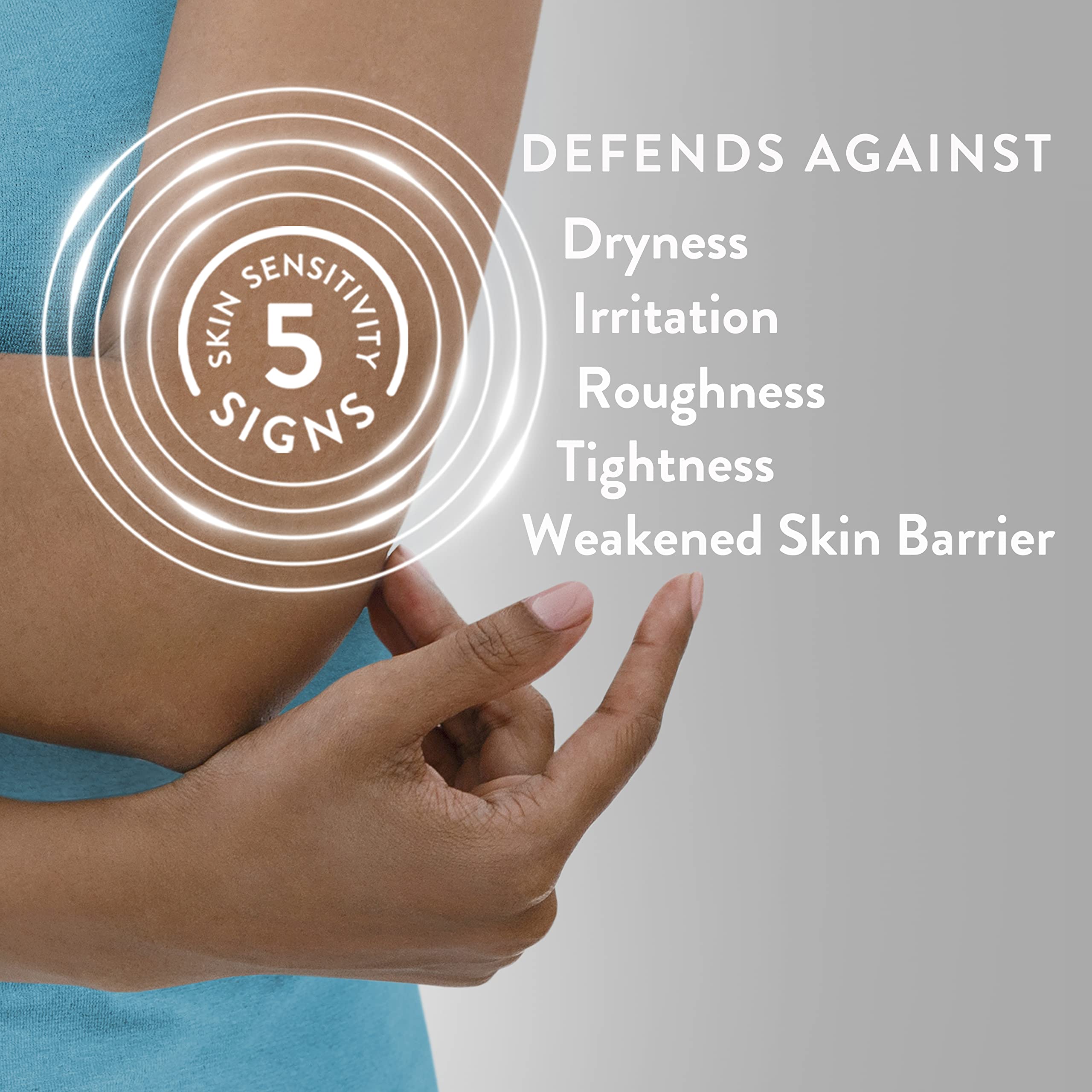 Rituel quotidien Cetaphil Restoraderm pour peau sensible et hydratée.