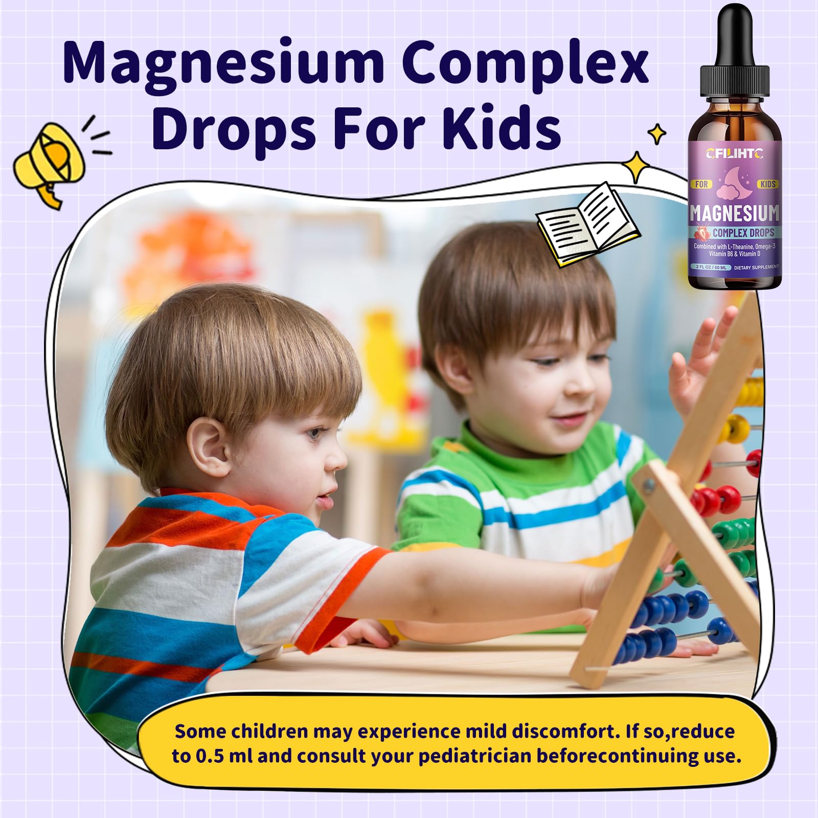 Bouteille CFILIHTC Calme pour enfants, pratique dans la routine quotidienne.
