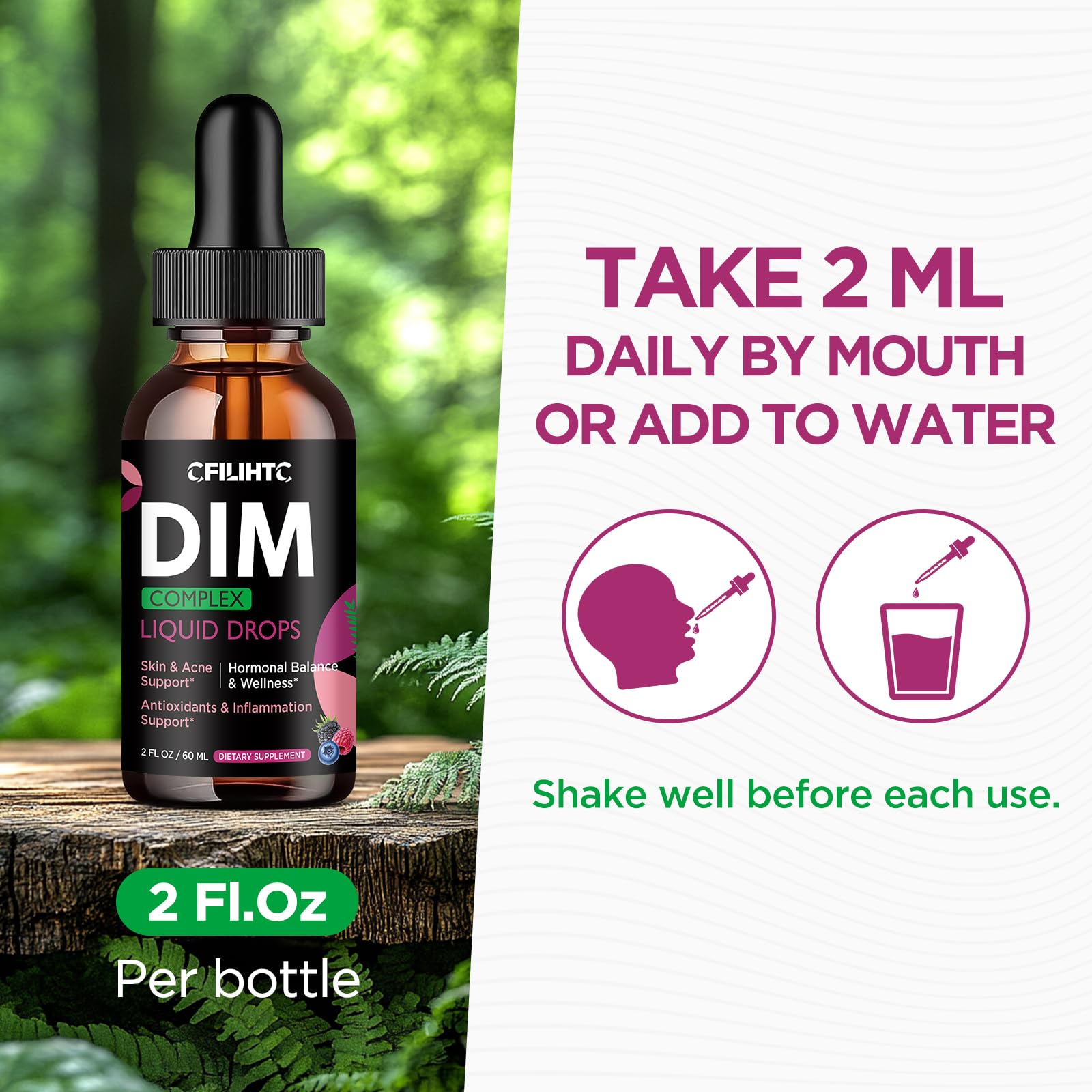 CFILIHTC DIM Drops : antioxydants et soutien immunitaire potentiels.