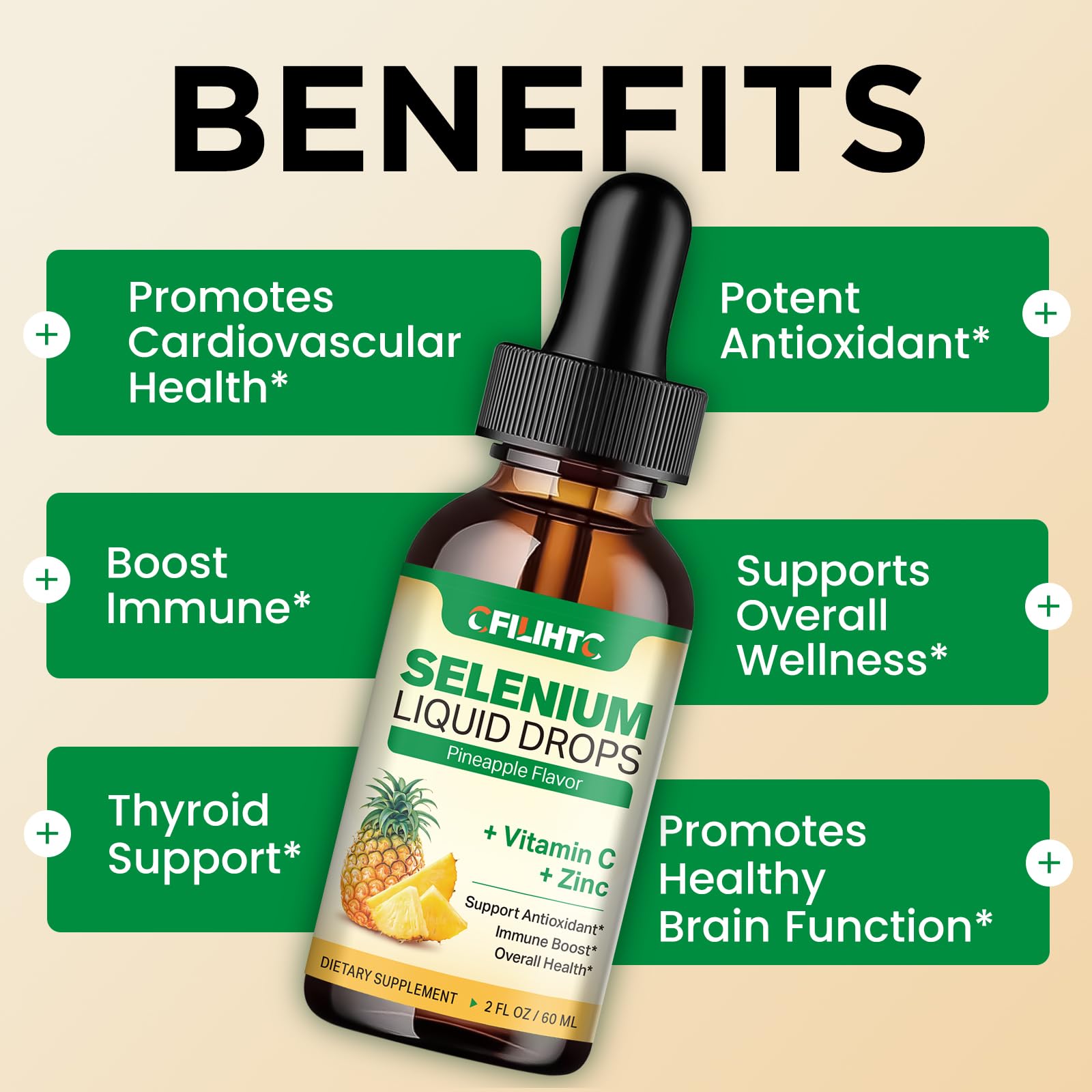 CFILIHTC étiquette sélénium vitamine C zinc, nutriments essentiels.