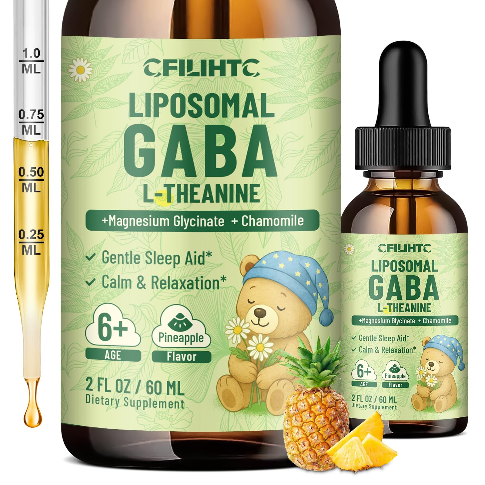 CFILIHTC GABA L-Theanine gouttes – flacon pratique pour calmer et favoriser la concentration.