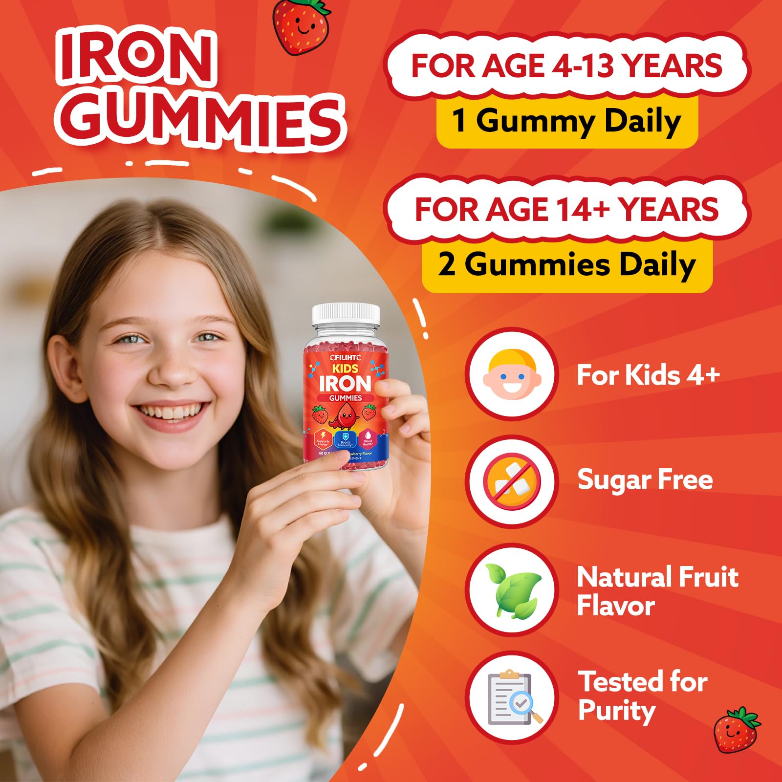 CFILIHTC gommes sans gelatine, goût fraise apprécié des enfants.