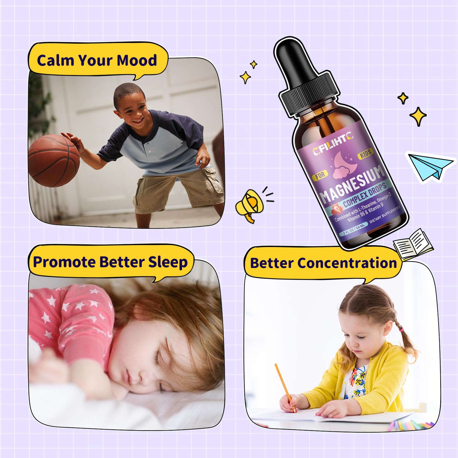 Omega-3 CFILIHTC pour enfants, soutien potentiel cérébral et nerveux.
