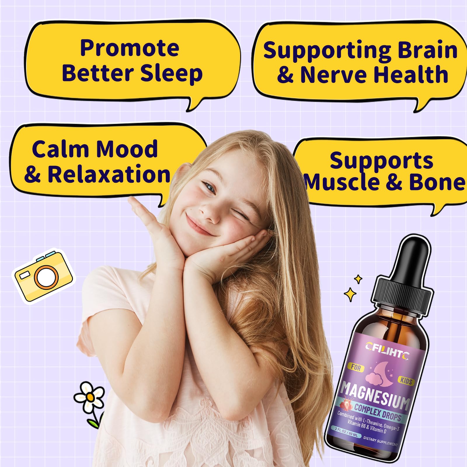CFILIHTC vitamine D3 et B6 pour enfants, soutien nutritionnel quotidien.