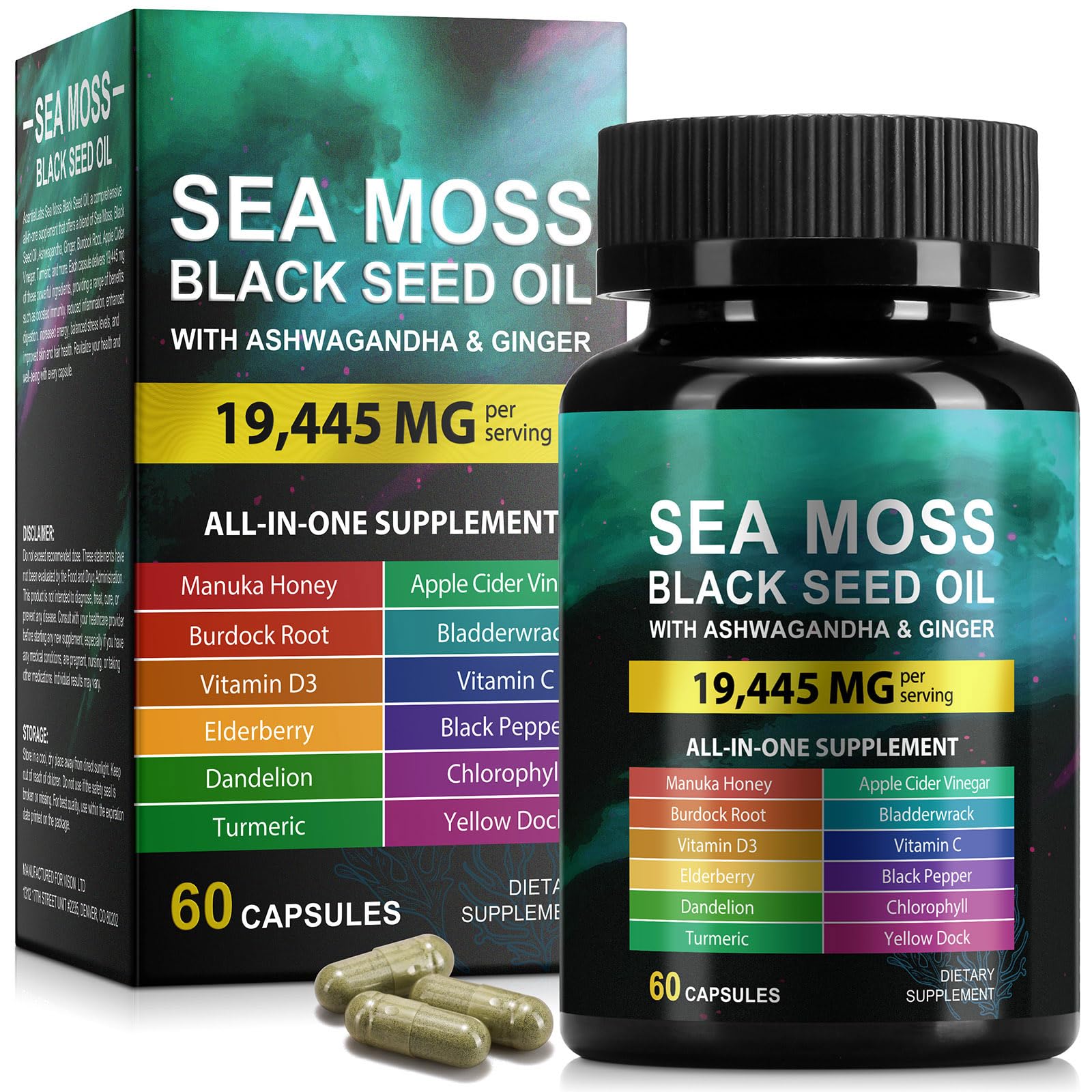 CFXYHNOX capsules mousse de mer bouteille versement, routine rapide.