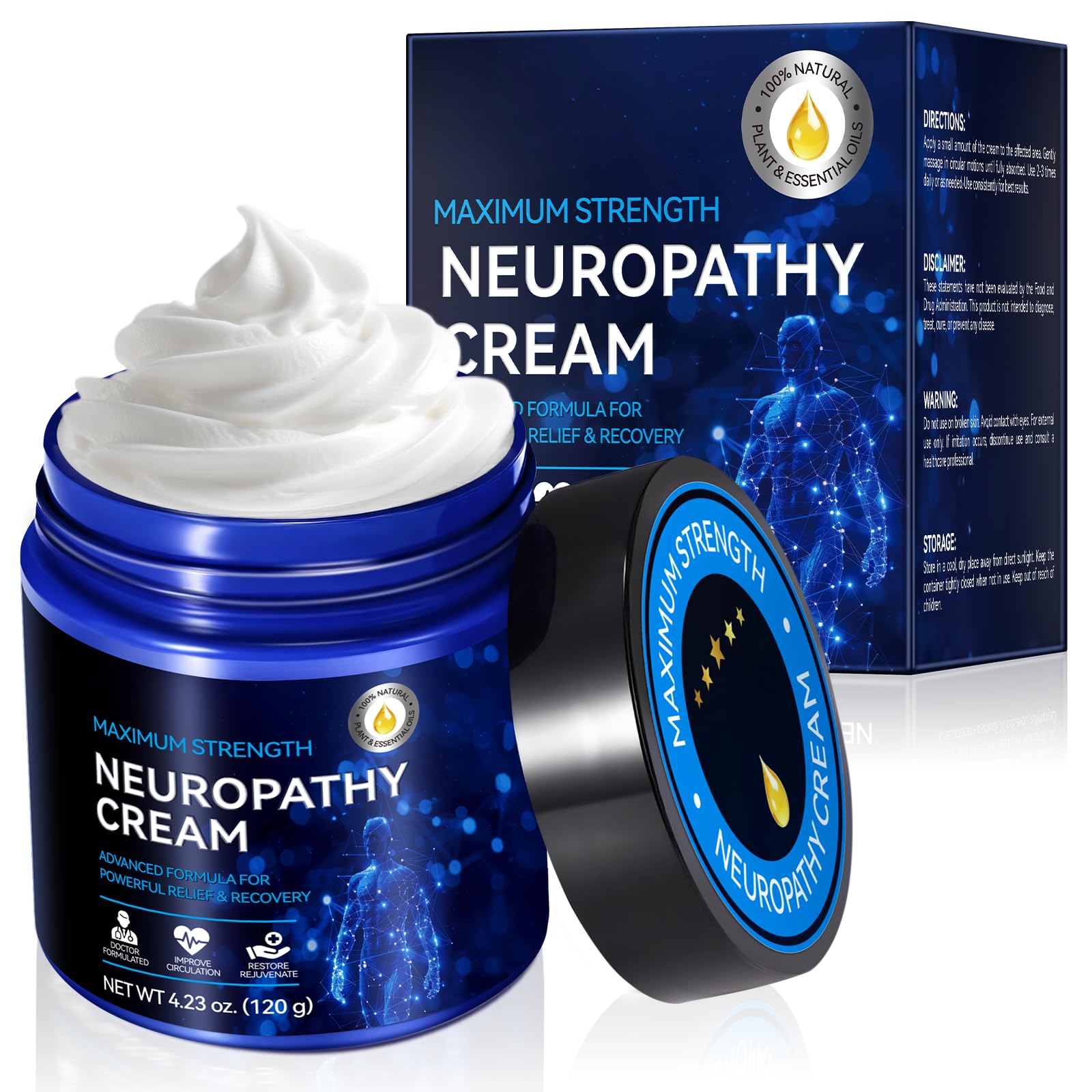 CFXYHNOX Crème Neuropathie, bouteille 120 ml, apaise les pieds fatigués rapidement.