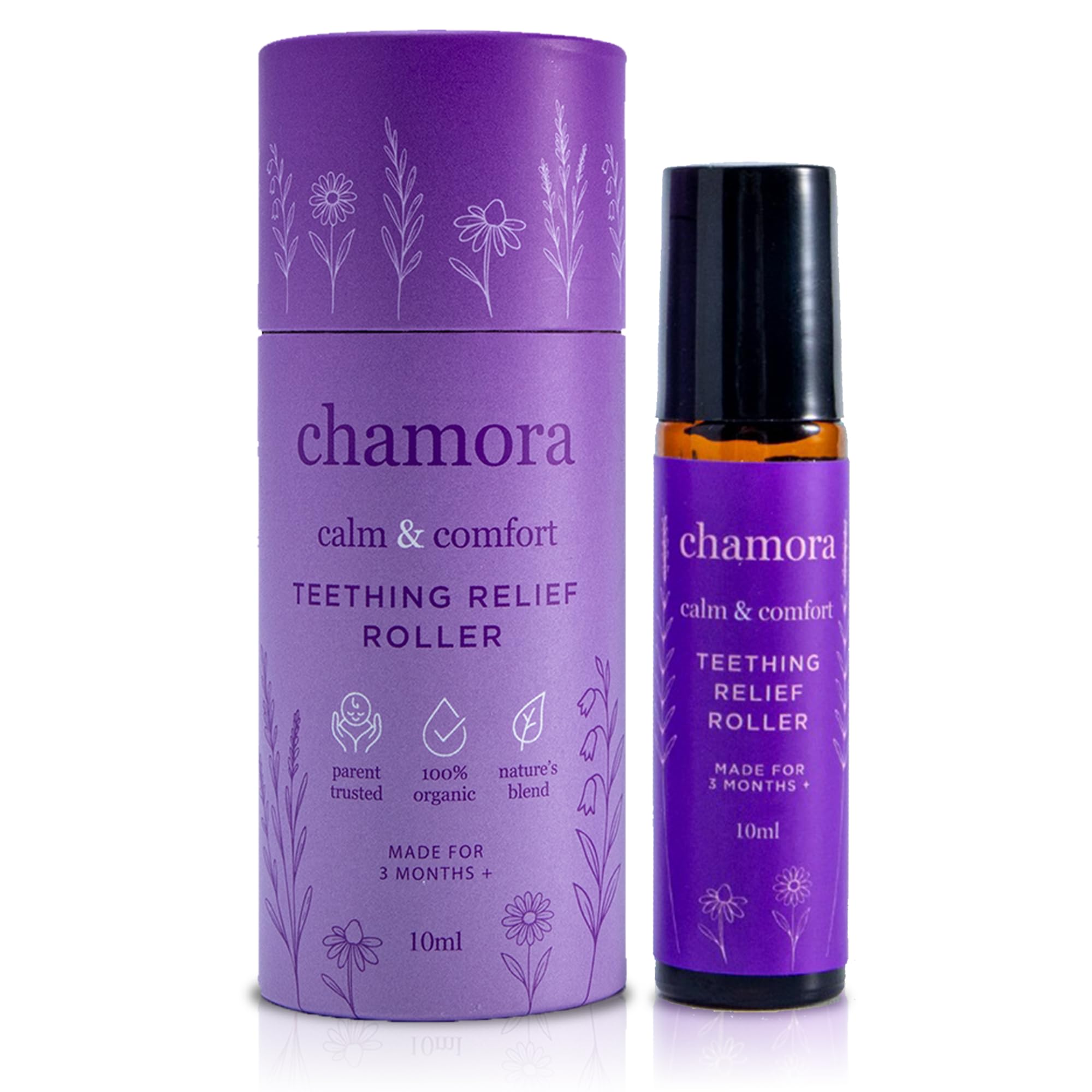 Chamora huile dentition roll-on bébé: application facile et apaisement des gencives.