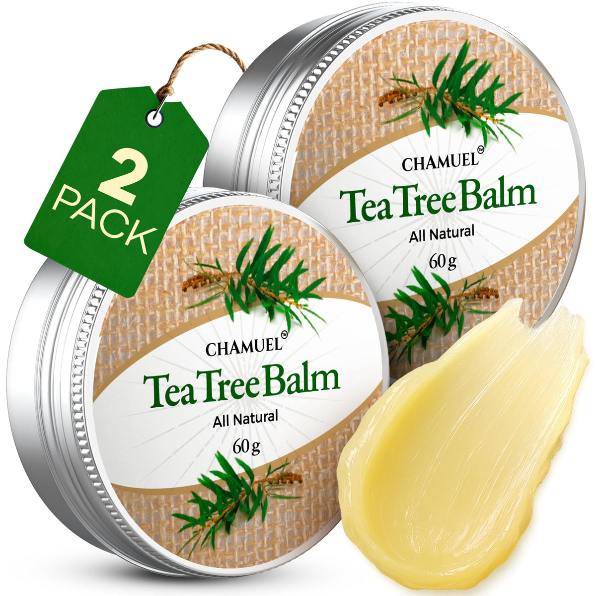 Chamuel Baume huile arbre-the emballage: soin naturel prêt à l'emploi pour hydrater et apaiser la peau.