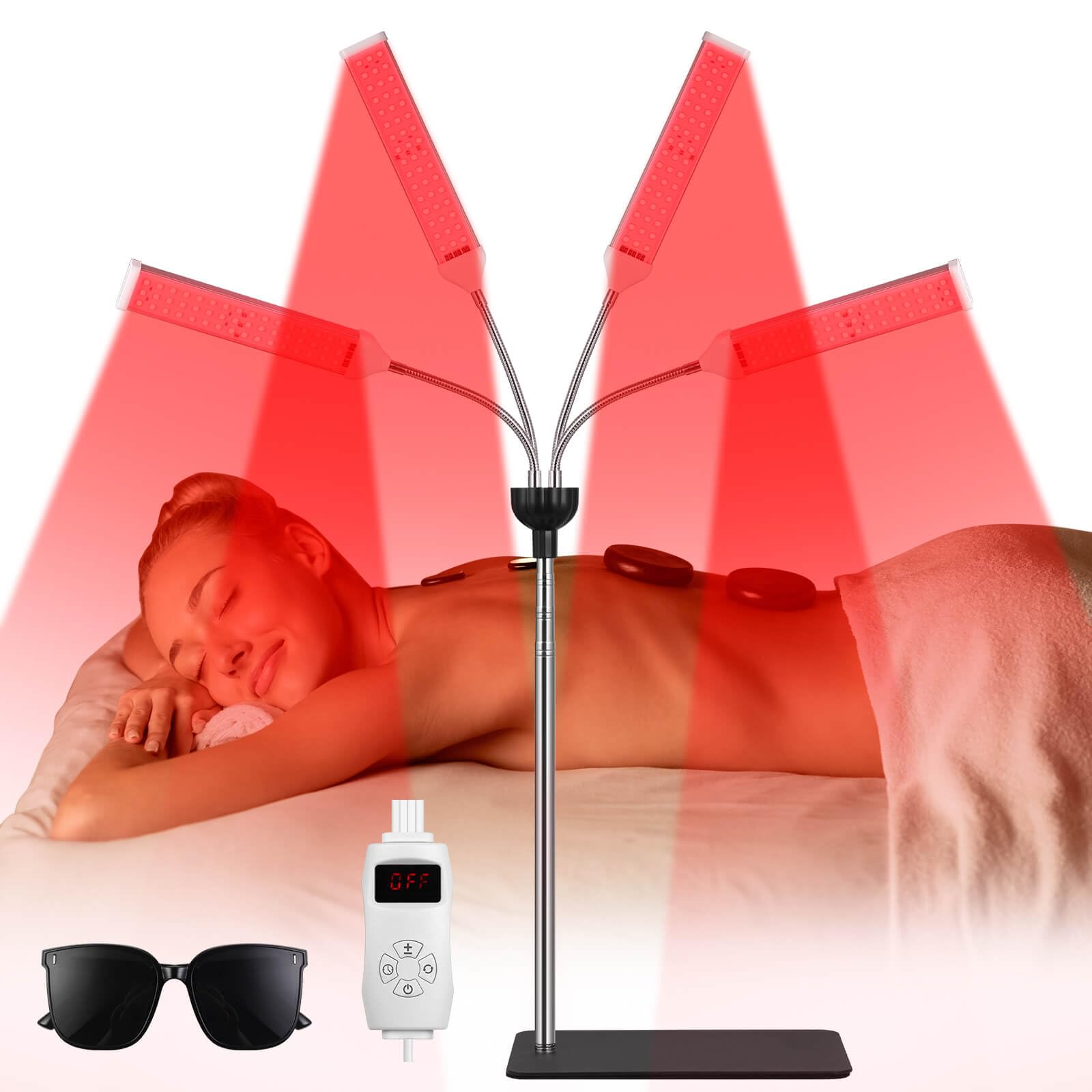 CHANGSHENG lampe thérapie lumière rouge 3 en 1 avec quatre têtes flexibles pour tout le corps.