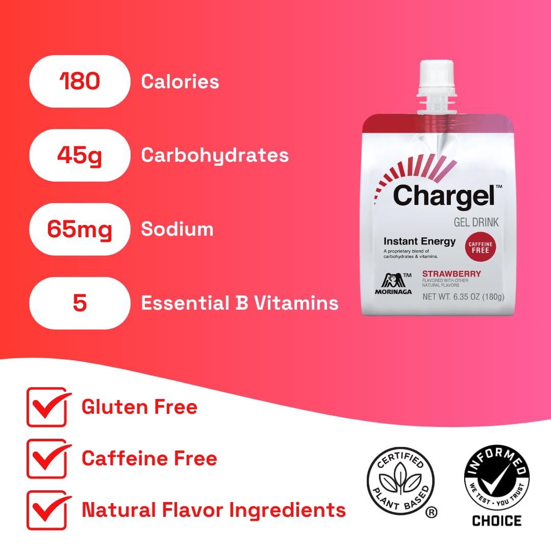 Chargel gel énergie fraise avec bec verseur intégré, course et trail pratiques.