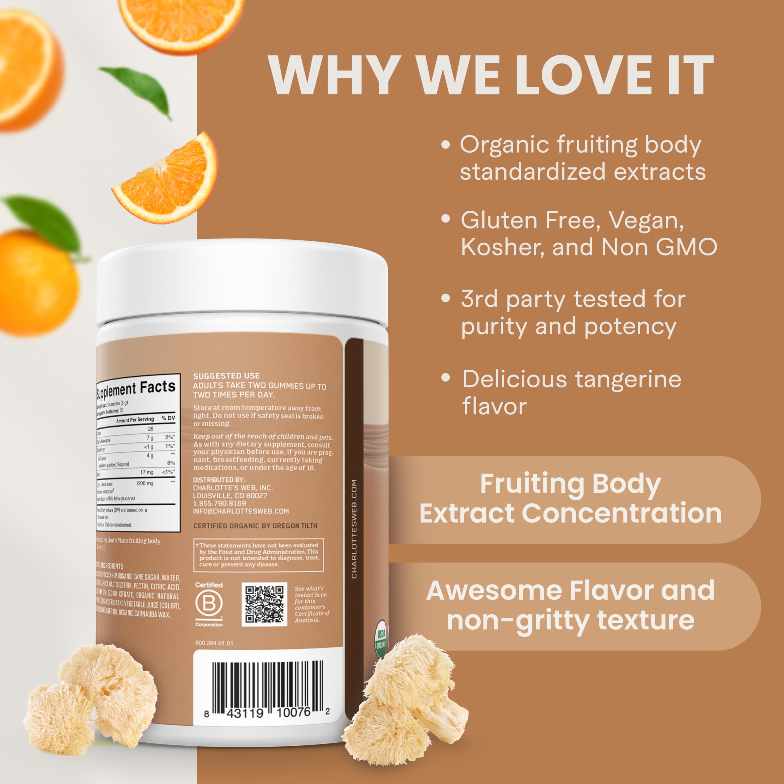 Charlotte's Web Focus Gummies utilise un extrait bio pour biodisponibilite et energie mentale.