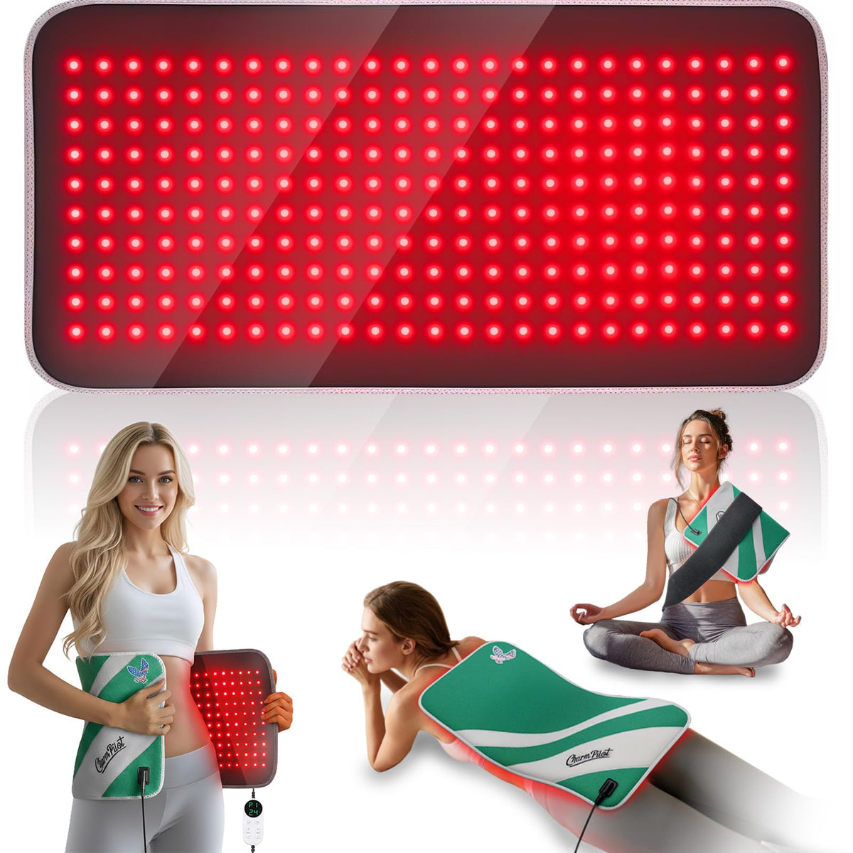 Charmpilot Tapis lumière rouge sur le dos favorise relaxation et récupération.