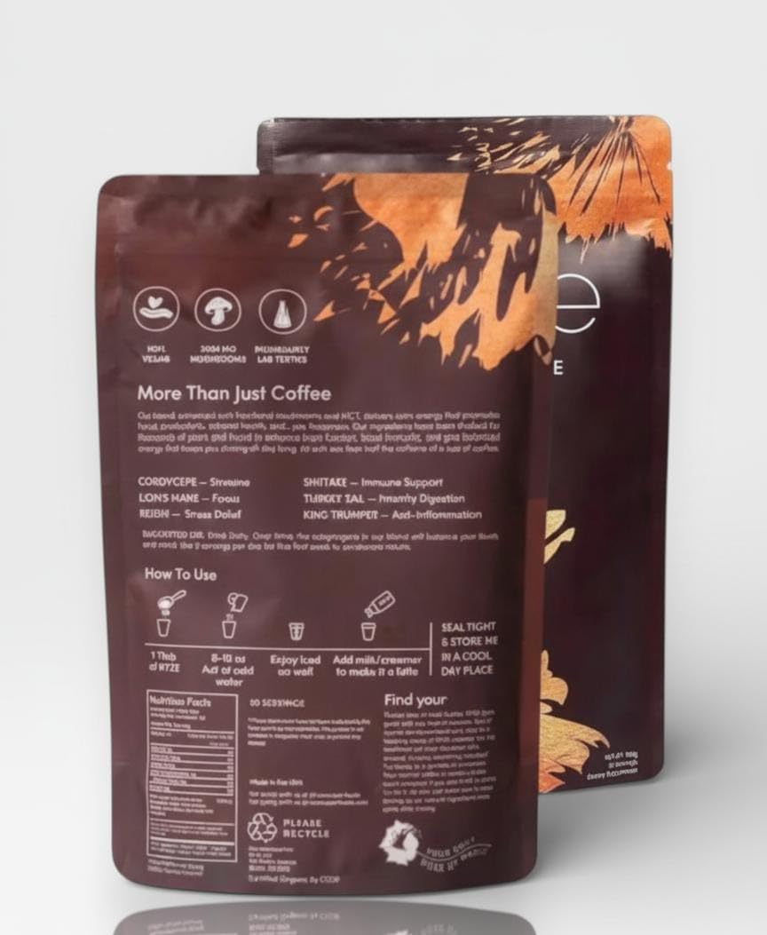 CHATTER PAWS Café aux champignons: versement rapide pour énergie durable et concentration.