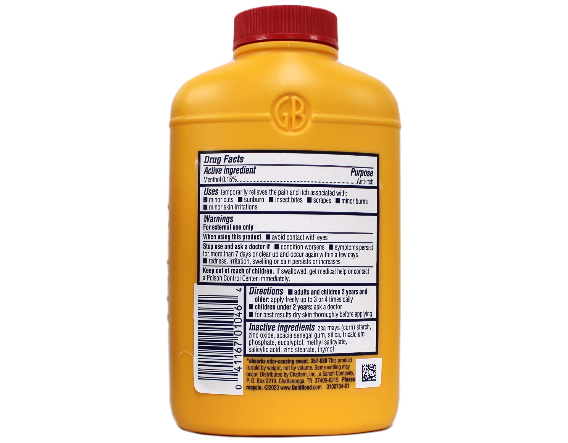 CHATTEM LABS Gold Bond Poudre médicamenteuse emballage pratique pour usage quotidien