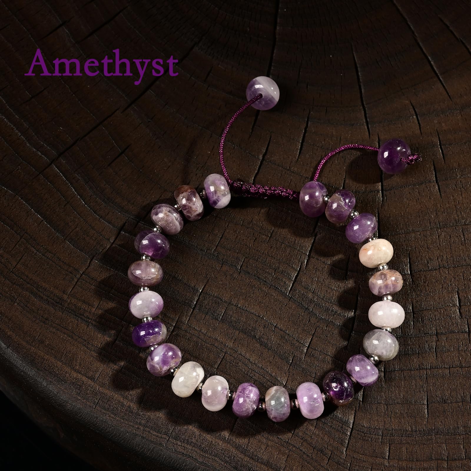 CHCCOYE bracelet ajustable macramé améthyste pour tous les poignets.