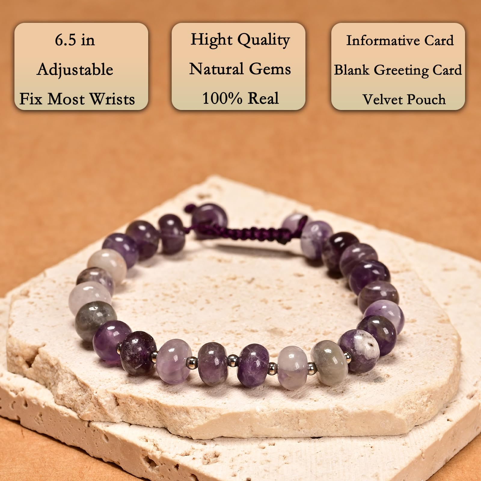 CHCCOYE emballage velours contenant le bracelet améthyste.