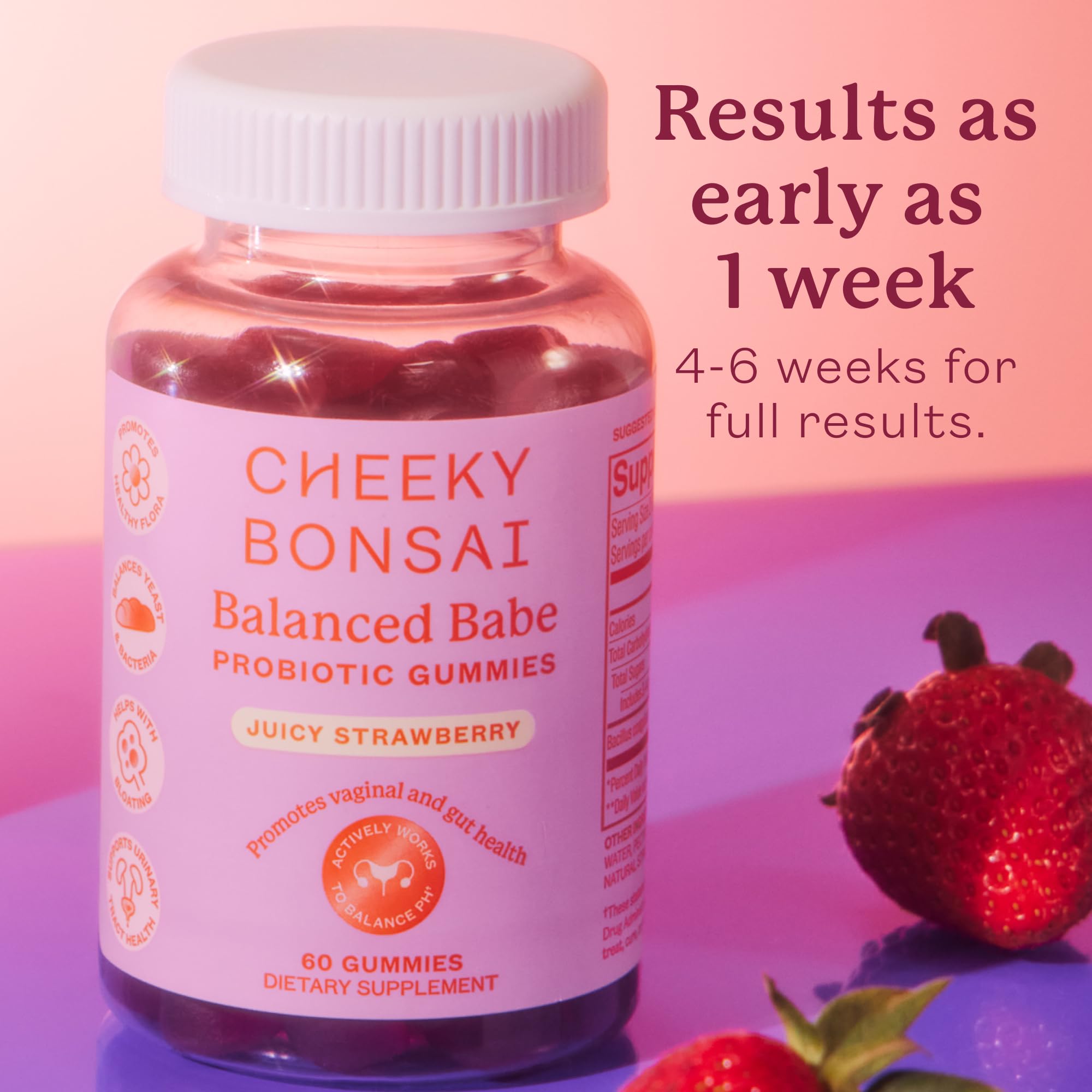 Gommes Cheeky Bonsai à l'arôme fraise, snack quotidien sain