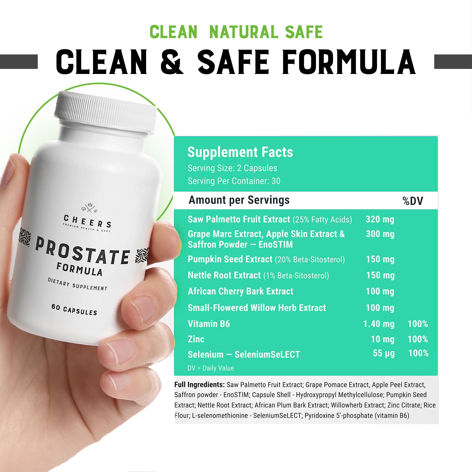 Capsules véganes CHEERS Prostate montrant une libération progressive pour une absorption douce.