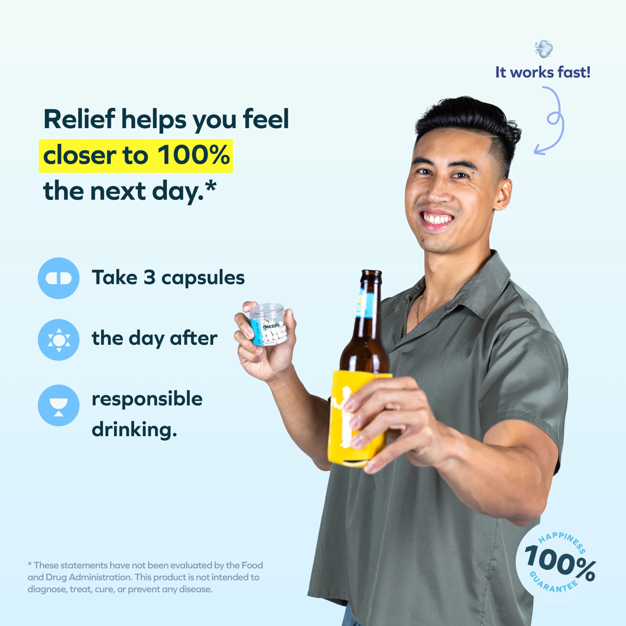 Cheers Relief : emballage-12-doses, format pratique pour les soirées.