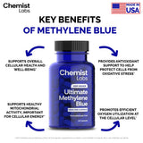 Chemist Labs Methylene Blue Capsules capsules bleues visibles, source pharmaceutique fiable.