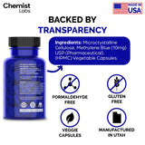 Chemist Labs Methylene Blue Capsules dosage quotidien, utilisation simple et pratique.