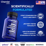 Chemist Labs Methylene Blue Capsules emballage ouvert, format pratique en capsules végétales.