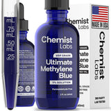 Gouttes bleu méthylène Chemist Labs avec dosage précis.