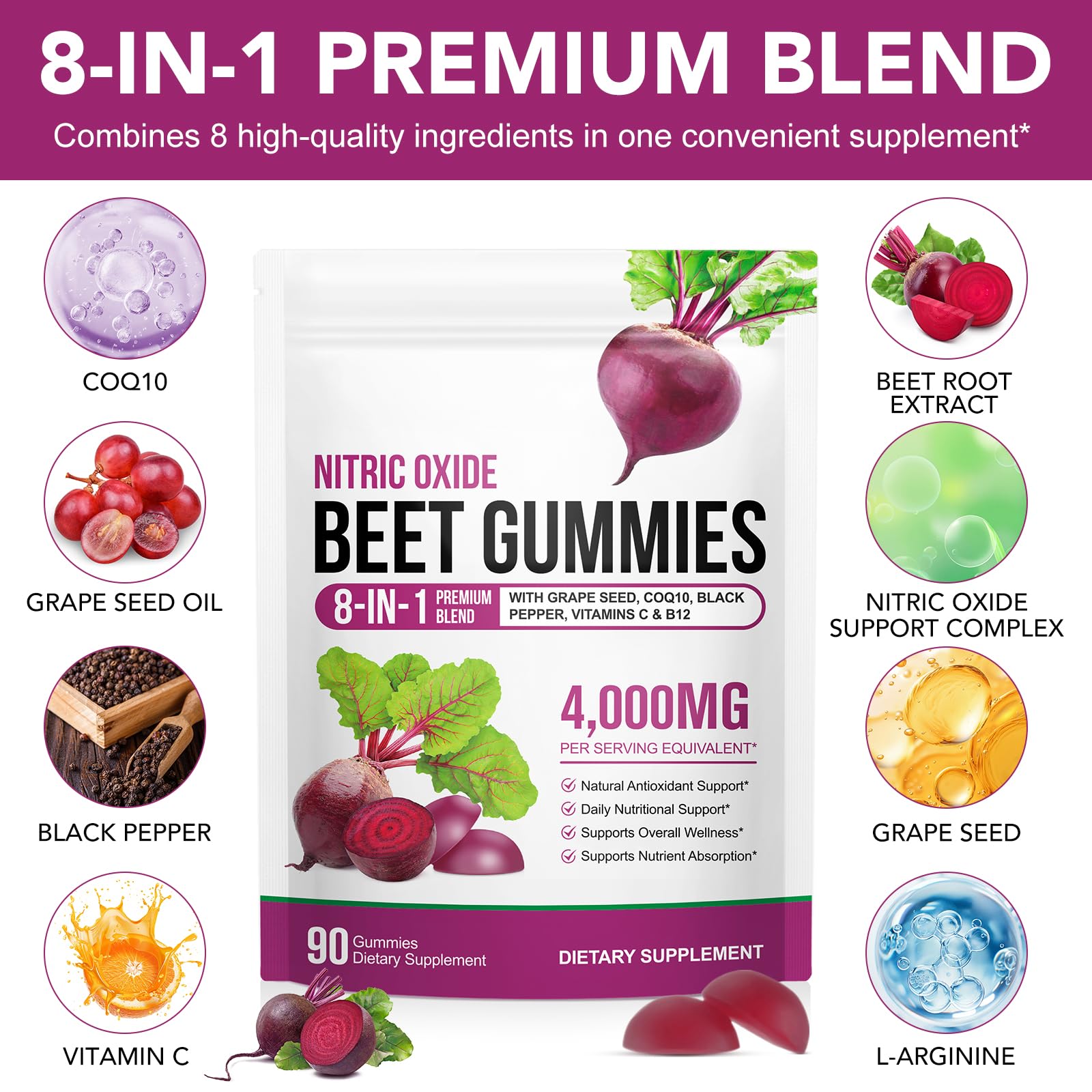 Gummies Chenyayun avec vitamines C et B12, impression lumineuse et profil antioxydant