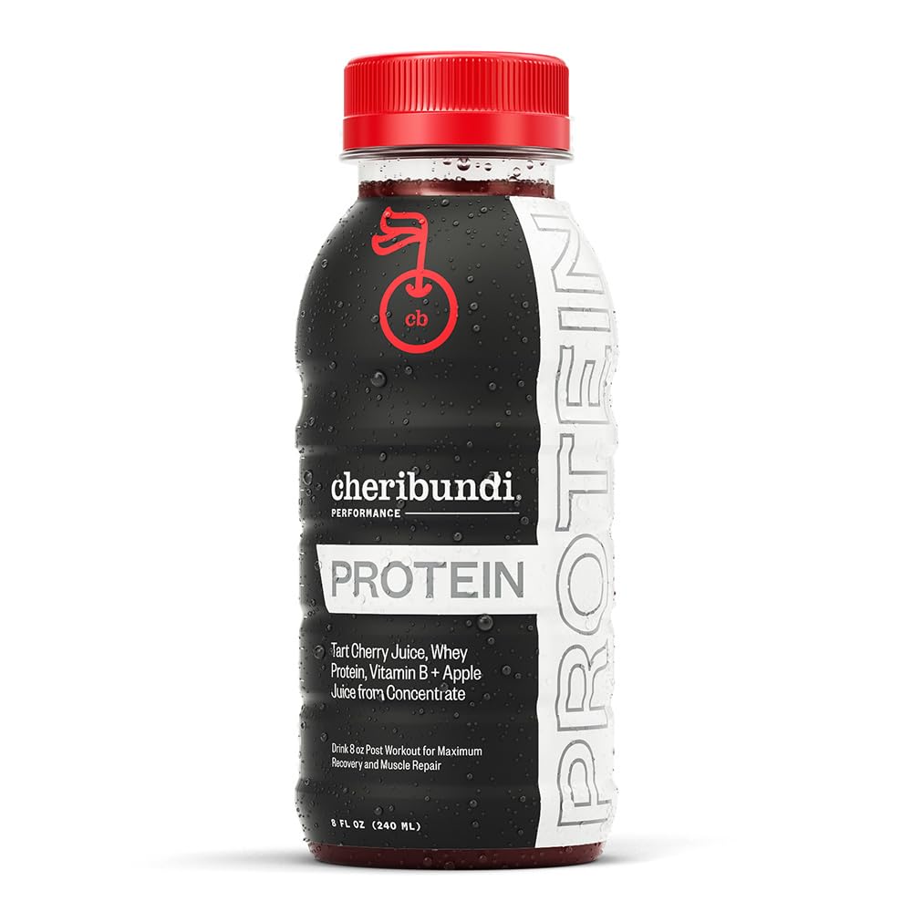 Bouteille Cheribundi Protein cerises Montmorency prête à l'entraînement et récupération.
