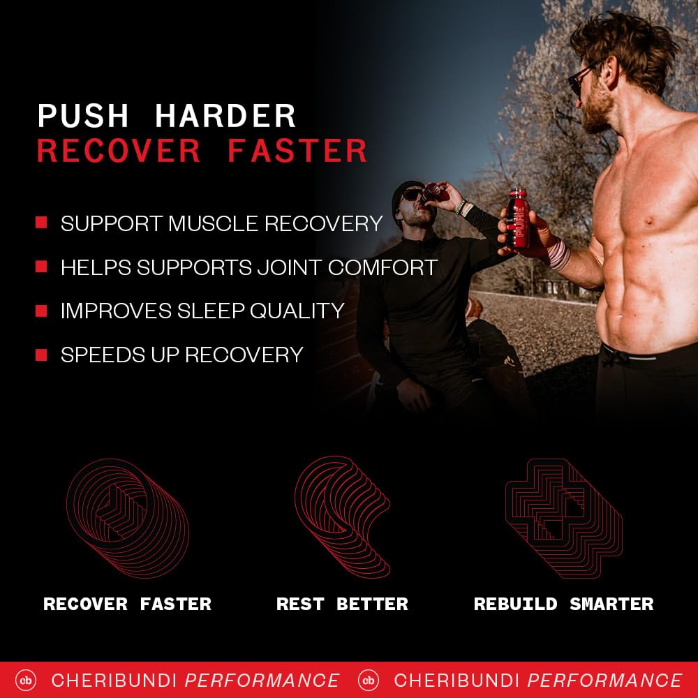 Bouteille Cheribundi Protein sur une table après exercice dans une salle de sport.