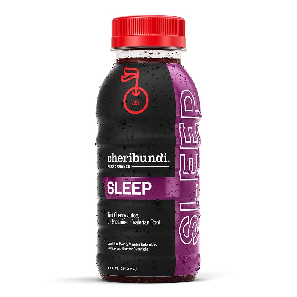 Cheribundi Sleep : bouteille ouverte prête pour relaxation nocturne et récupération.