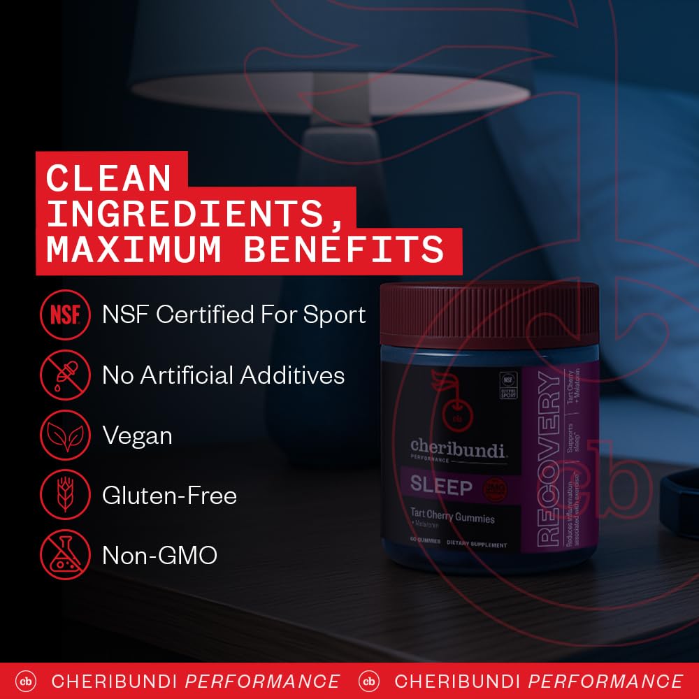 Cheribundi Sleep bonbons gélifiés cerises tartes, apport potentiel à la récupération.