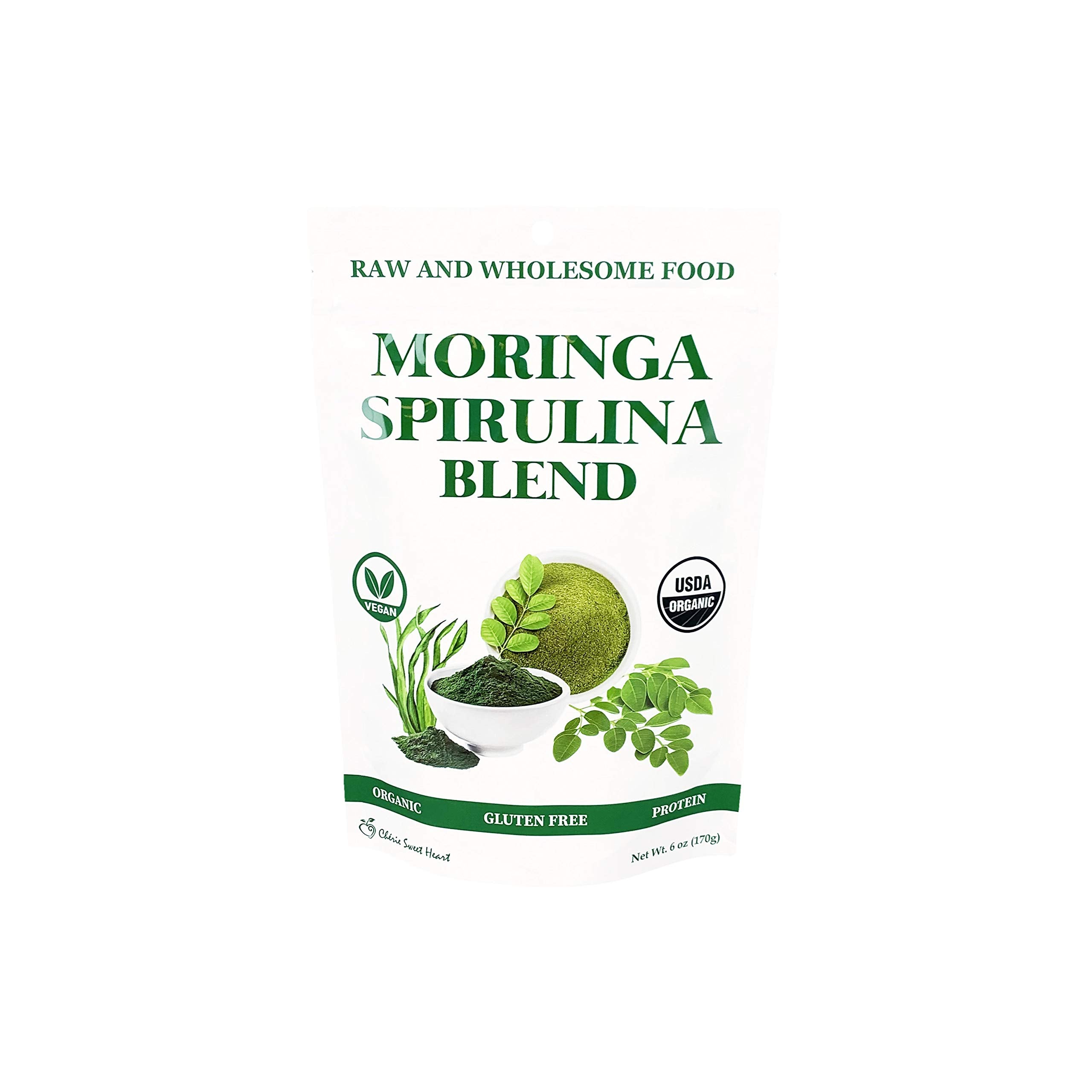 Emballage bio Chérie Sweet Heart Moringa et Spiruline prêt pour une routine saine.