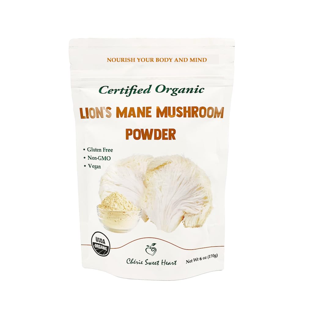 Chérie Sweet Heart – poudre organique crinière de lion, bouteille claire, soutien potentiel de concentration.