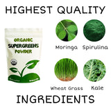 Poudre verte Cherie Sweet Heart Supergreens, riche en nutriments naturels.