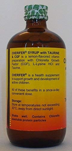 Cherifer Sirop CGF-Chlorella, emballage: référence pratique pour les parents.