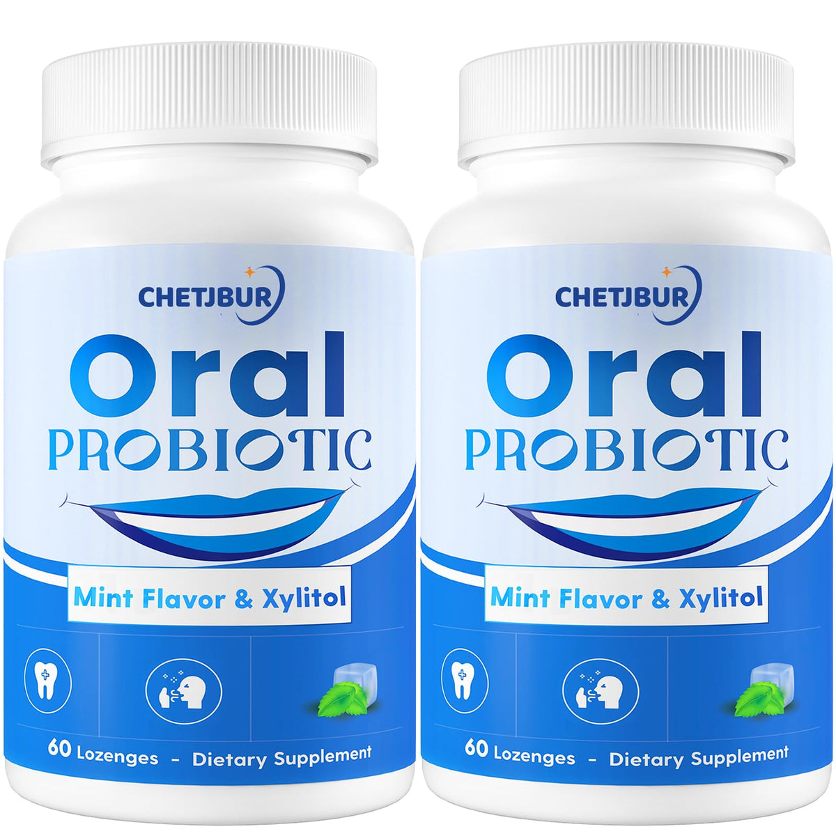 Chetjbur Probiotiques Orales – bouteille 120 pastilles menthe pour haleine fraîche