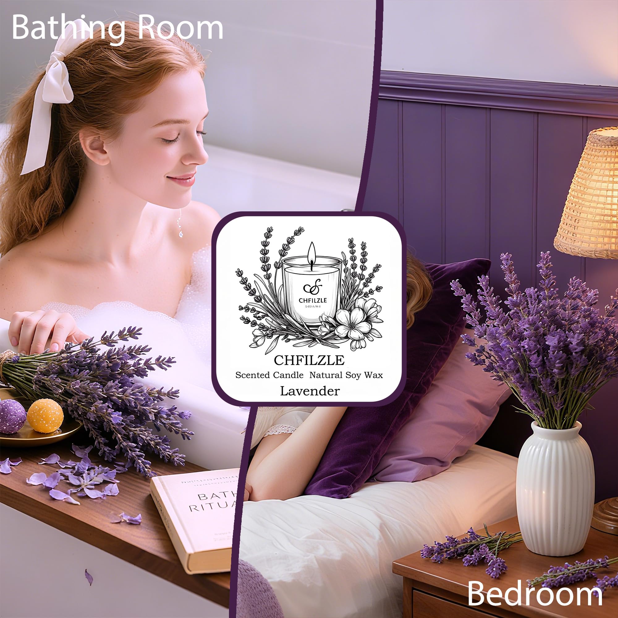 CHFILZLE Bougie Lavande – idéale pour le bain et une ambiance spa
