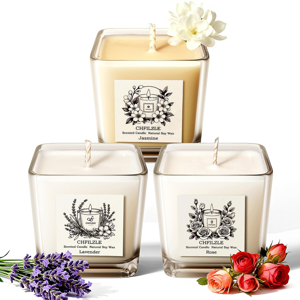 CHFILZLE Bougie Lavande – ensemble 3 parfums pour ambiance apaisante