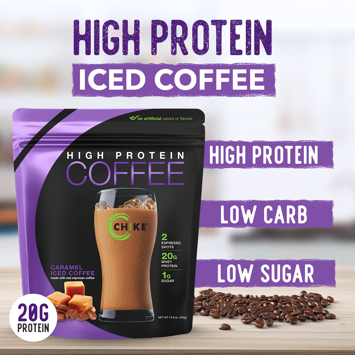 Chike Caramel Protéiné Café – deux expressos, démarrage efficace de la journée.