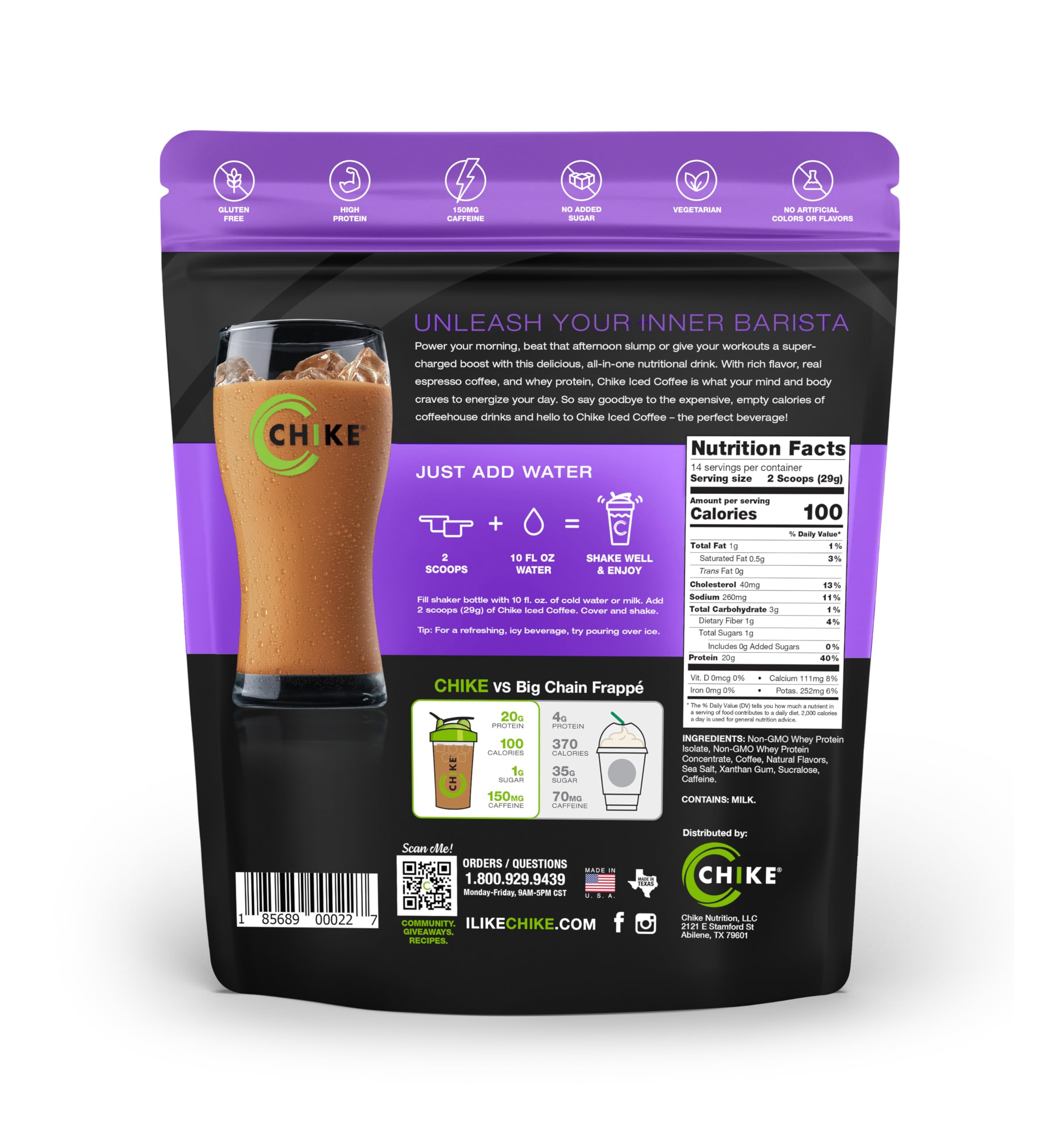 Chike Caramel Protéiné Café – verser dans un verre, goût riche et pratique.
