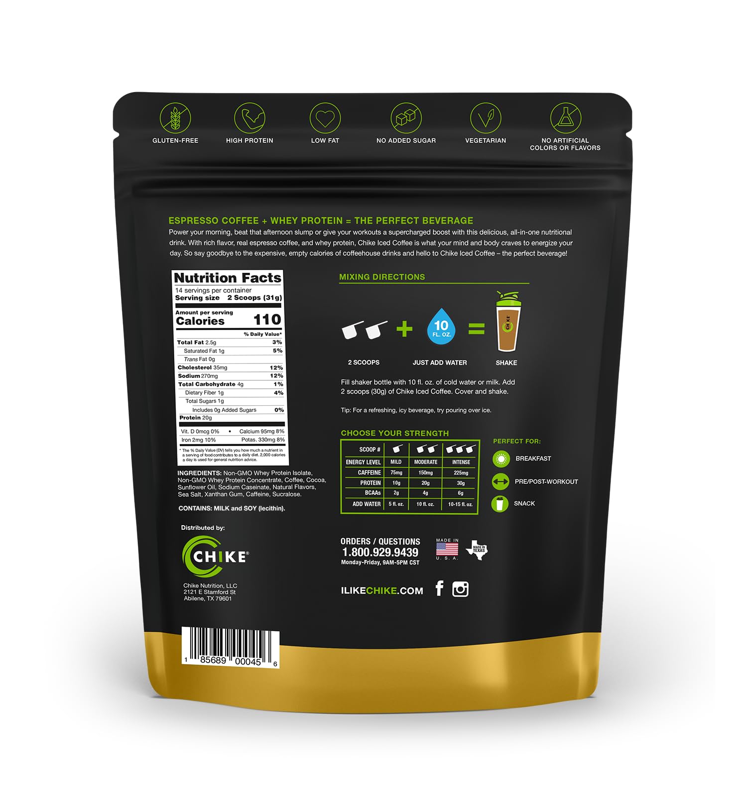 CHIKE protéine de lait 20 g en emballage, collation pratique et nourrissante.