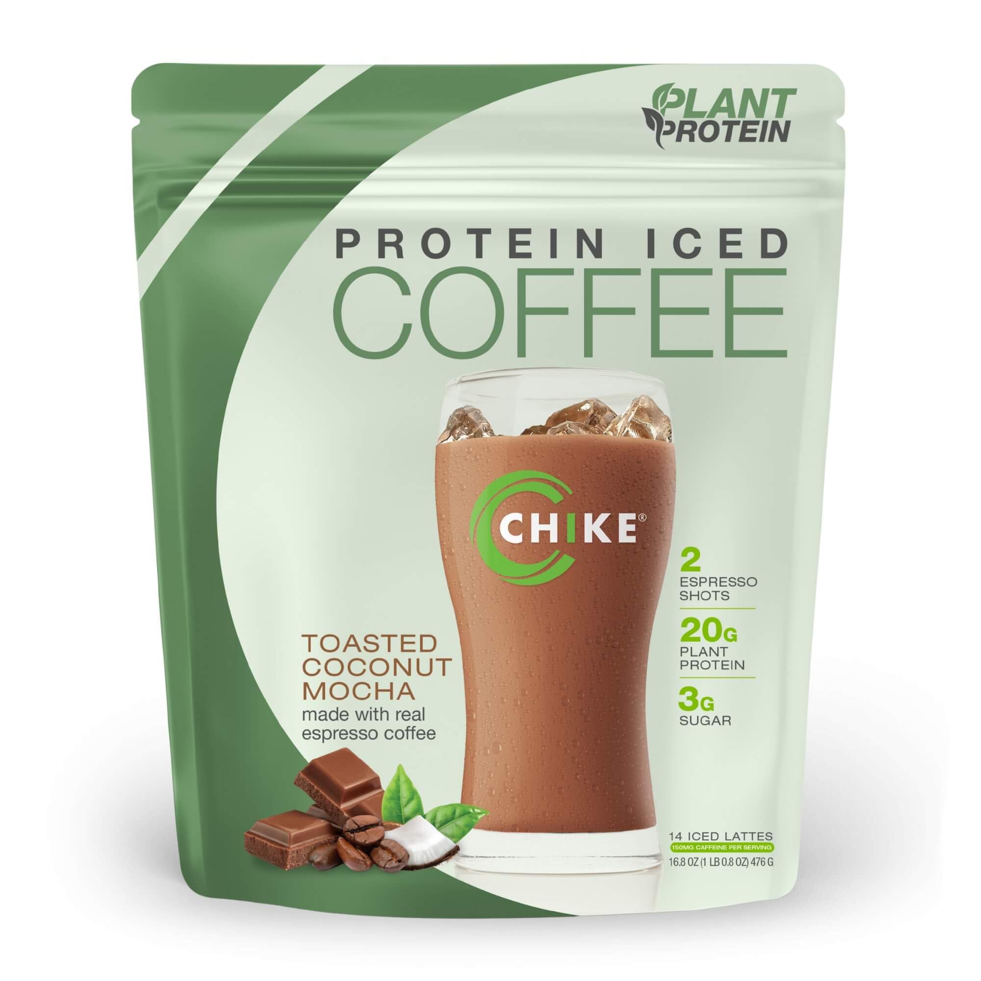 CHIKE proteine plante cafe glace coco, bouteille prête pour regain d'énergie