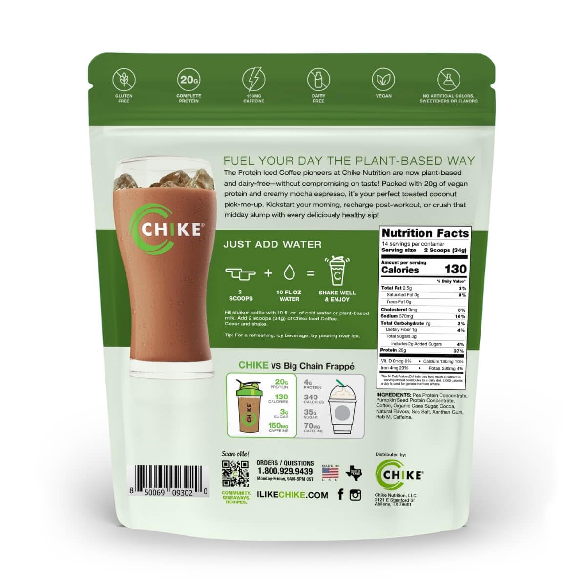 CHIKE proteine plante cafe glace coco, verre prêt a savourer pause gourmande et saine