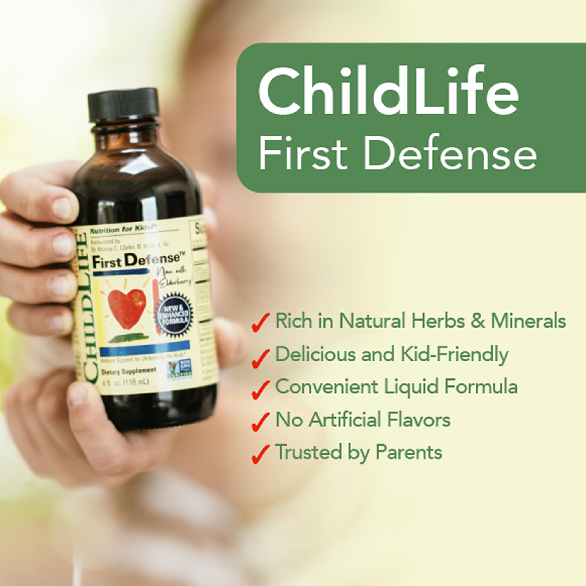 CHILDLIFE ESSENTIALS Premier Defense, boite-emballage, présentation pratique sur étagère.
